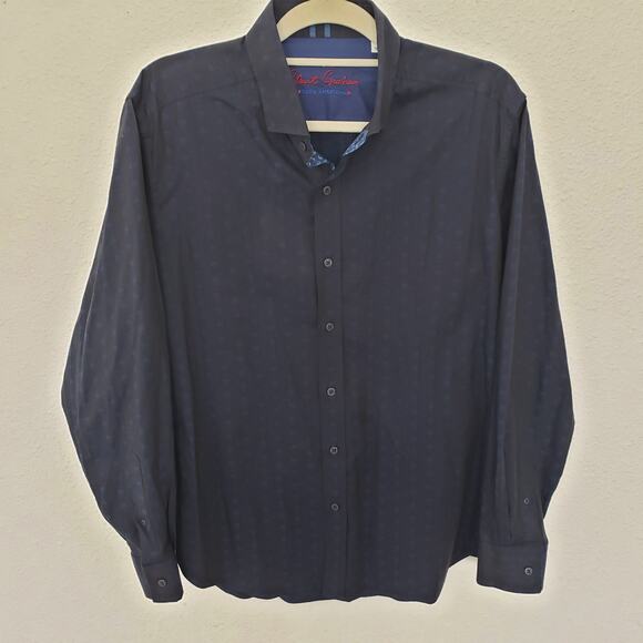 Robert Graham Men's Size L Dark Blue Skull Pattern Button Down Dress Shirt - Picture 1 of 9